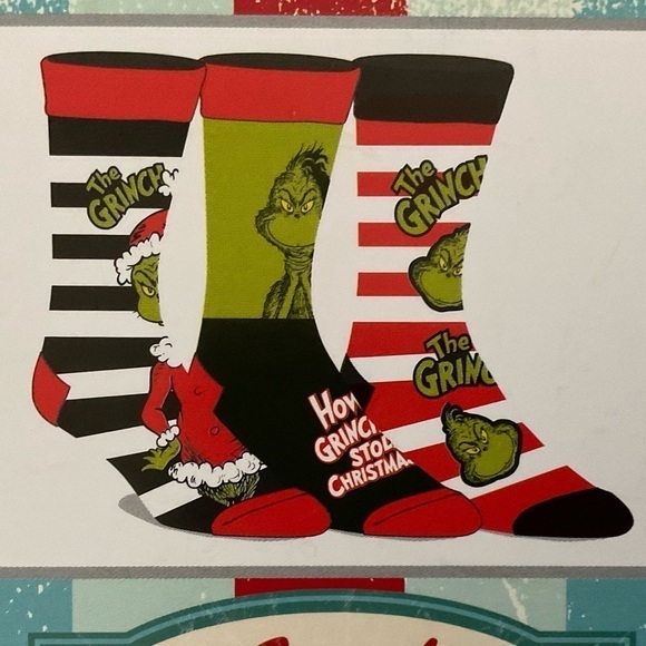 The Grinch 3 pairs Men’s Crew Socks in Box - Picture 3 of 5